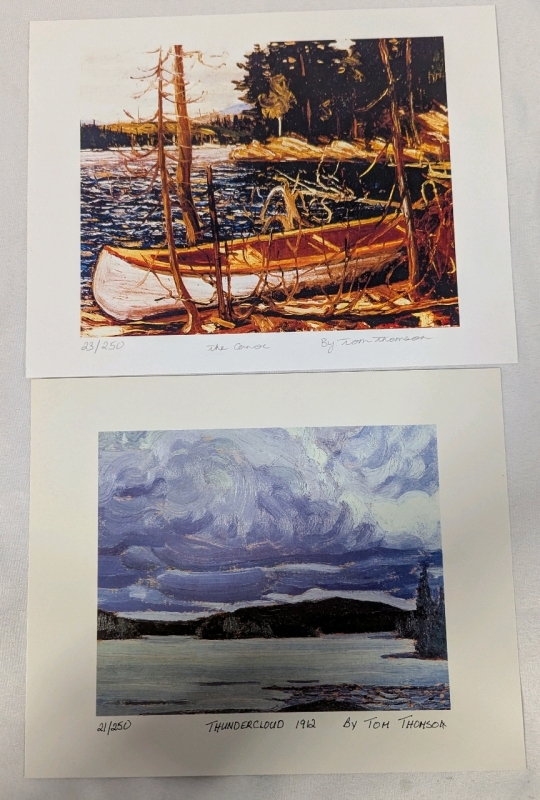 2 Prints by Tom Thompson. "The Canoe" 23/250 & 21/250 "Thundercloud 1912". 11"x8.5"