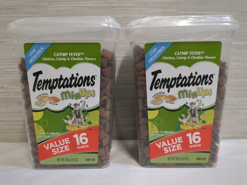 2 New Boxes Temptations Mix Ups Cat Treats 16 oz per Box BB JULY 2026
