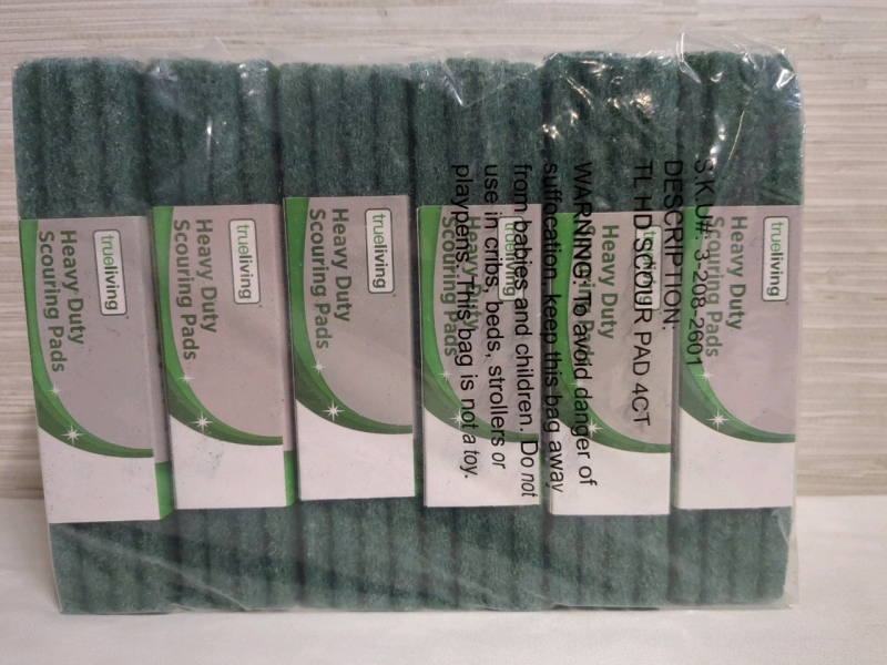 6 Packs New True Living Heavy-duty Scouring Pads 4 per pack, 4x6 inches
