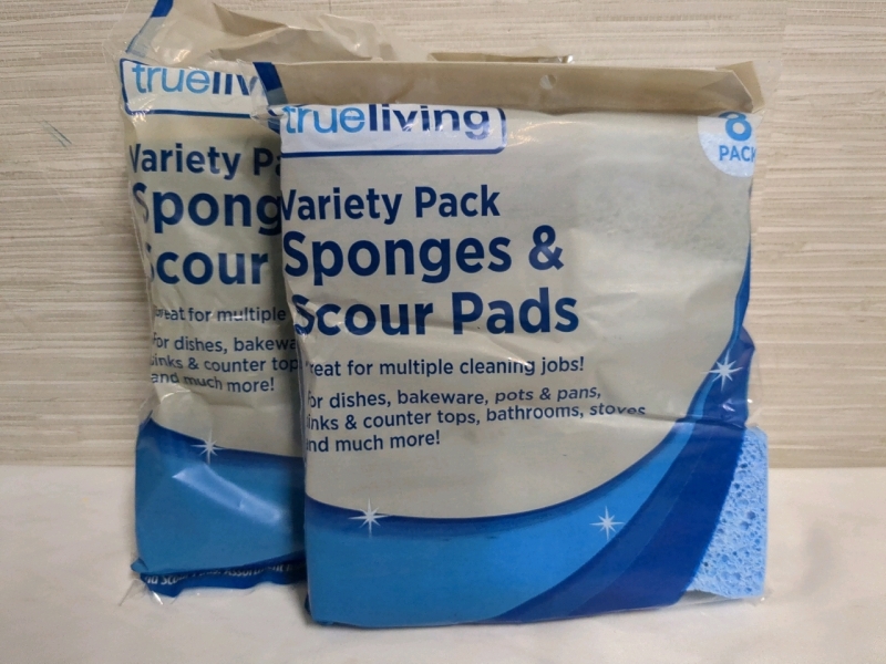 Packs New True Living Sponge & Scouring Pads Variety Pack 8 per pack