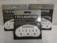3 New Pro Essentials 1 to 3 Wall Adapters with Auto Sensing Night Light