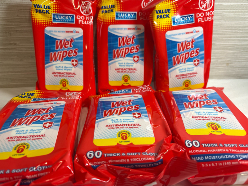 12 New Lucky Super Soft Wet Wipes | 60 Thick and Soft Cloths in each package