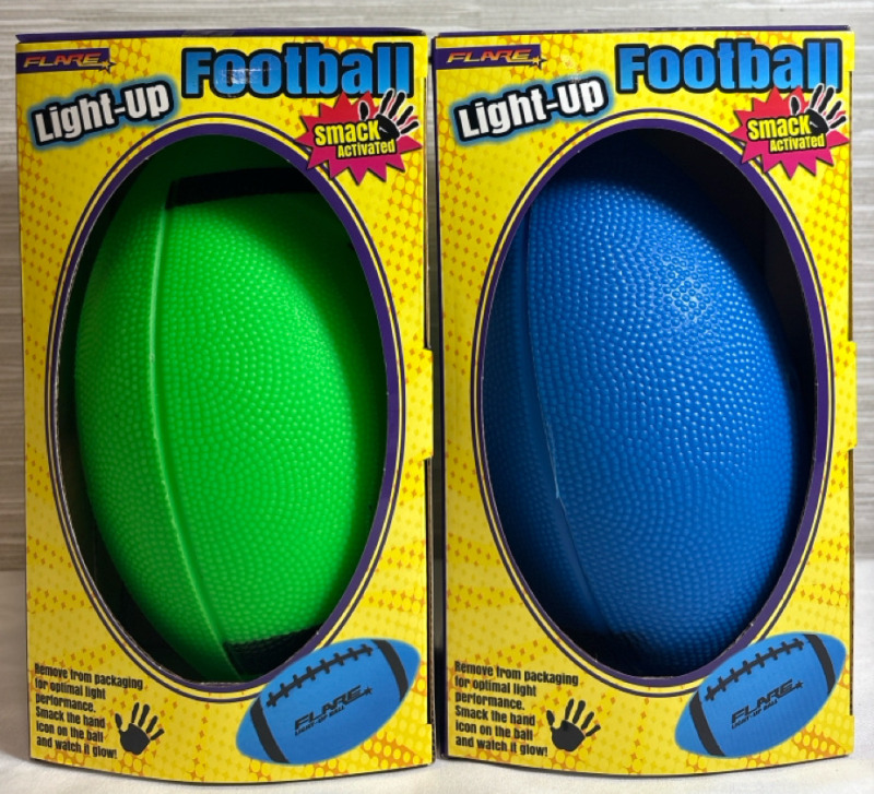 2 New Flare Football | Green and Blue colour | Each Box Measures 9 inches length