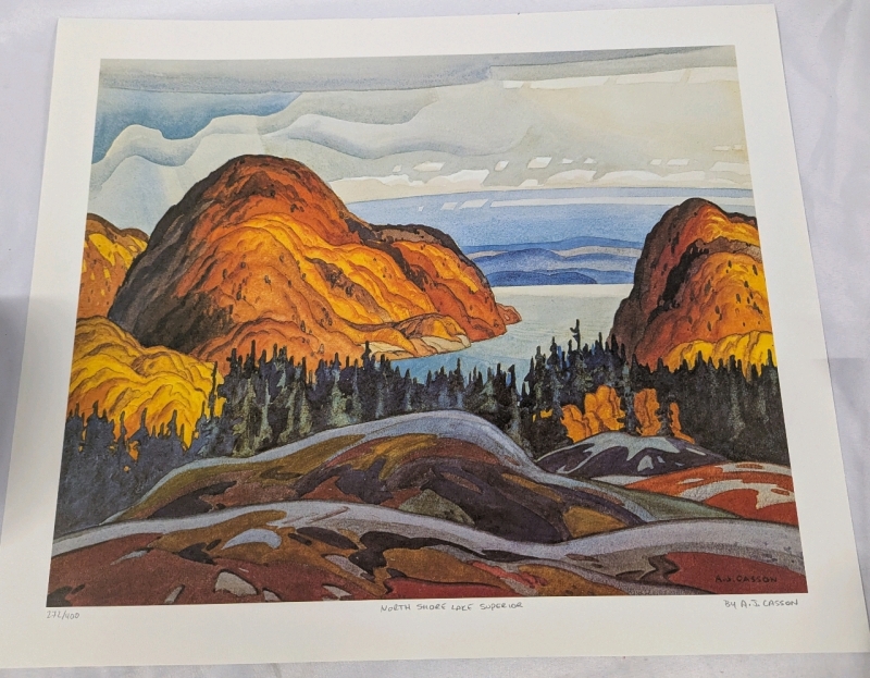 Print of A.J.Casson's (Group of Seven) North Shore Lake Supirior. 24" by 20". 272/400
