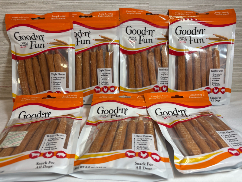 7 New Good 'n' Fun Triple Flavor Ribs | 113g each | Snack for All Dogs | Best Before 09/04/2026