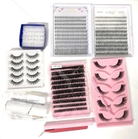 2 New Sets of False Eyelashes, 3 Sets Eyelash Extensions, 35 New Acrylic Post Body Piercings (Straight), Metal Application Tweezers, Bond + Seal, & Battery-Powered Facial Hair Remover (Requires 1 AA battery)