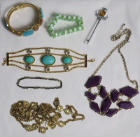 Seven (7) Vintage - Modern Jewelry Lot . Includes 925 FMC Line Bracelet plus Hair Pin , Bracelets & Necklaces