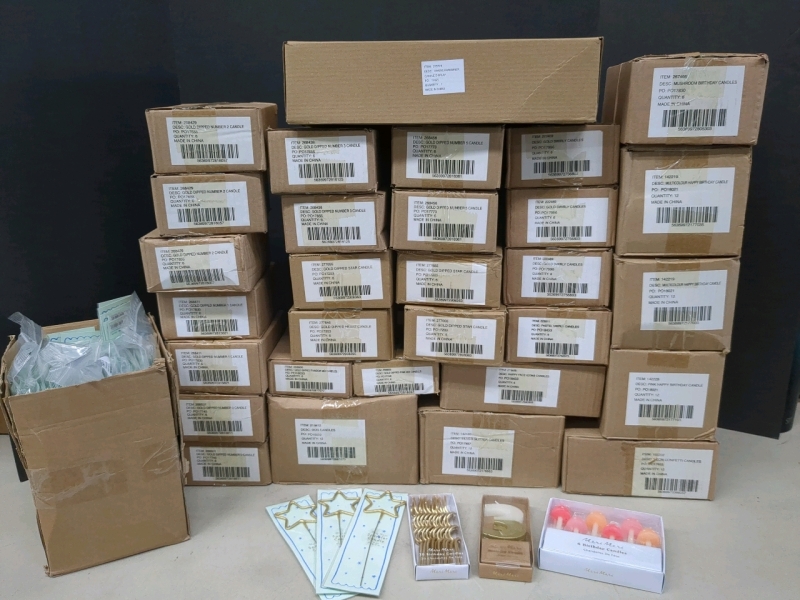 Massive Lot of Assorted Birthday Candles/Sparklers With Display Stand Great For Vendors!