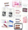 7 New Sets of False Nails, 4 Prep Sets (Emery Board, Alcohol, Glue), 2 Sets of Tiny Nail Art Findings / Decorations