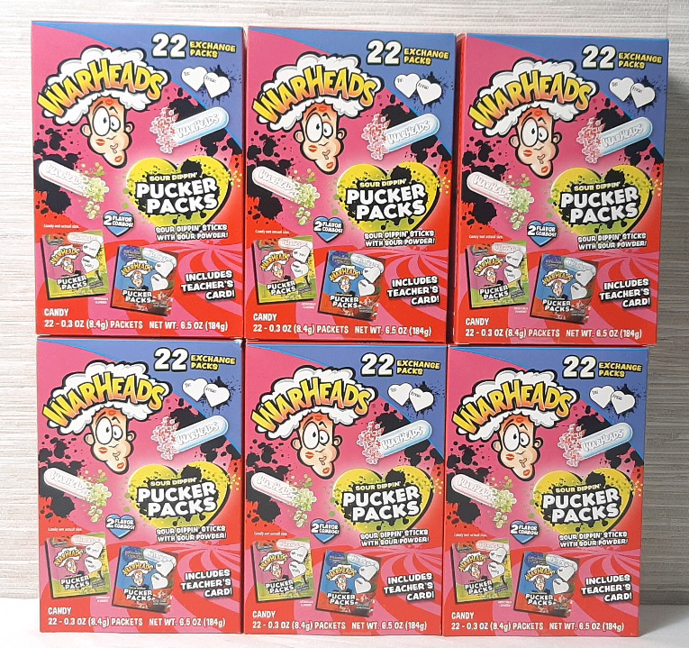 6 New Boxes of Warheads Sour Dippin Pucker Packs (184g each, Best Before September 26th 2026)