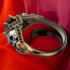 CZ Inlay Skull Ring Synthetic Garnet Stone Band Size 9 - 2