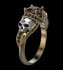 CZ Inlay Skull Ring Synthetic Garnet Stone Band Size 9 - 4