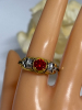 CZ Inlay Skull Ring Synthetic Garnet Stone Band Size 9 - 5