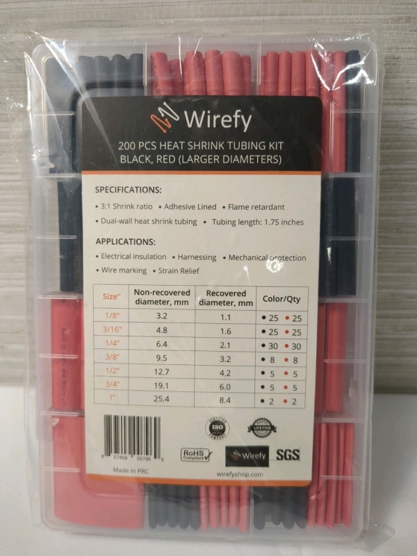 New 200pc Heat Shrink Tubing Kit Various Sizes
