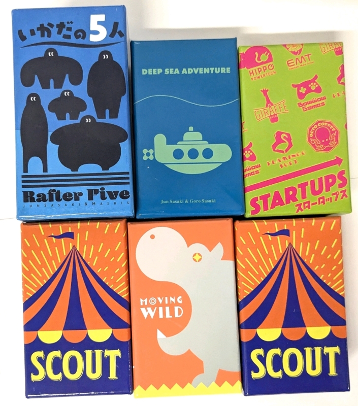 6 New Small Portable Board Games : Rafter 5, Deep Sea Adventure, Startups, Moving Wild & 2&times; Scout (All Include English Instructions)