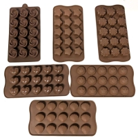 6 New Chocolate / Candy Silicone Molds - 15 Pieces Approx 1" Each Per Mold