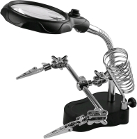 New Helping Hand Soldering Magnifier Glass Stand with Alligator Clips LED Illuminated Magnifying Glass Stand 3.5X 12X TE-801