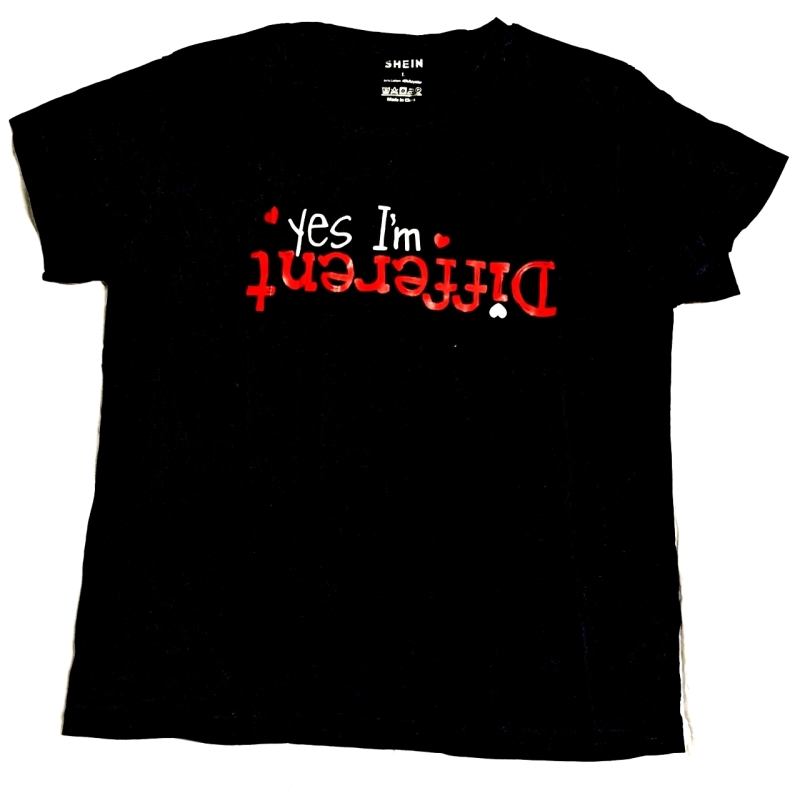 New Size Large Women's YES I'M DIFFERENT Graphic T-Shirt