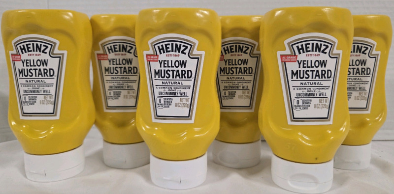 6 New | 226g Bottles of HEINZ Yellow Mustard | BB: Aug/13/2026