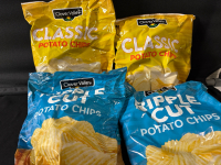 4 New Assorted Clover Valley Potato Chips | 369g each | Best Before- Jul 13 2025 and Jul 21 2025
