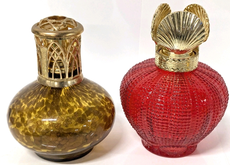 2 Gorgeous Art Glass Berger Fragrance Oil Bottles With New Wicks - Up to 5.75" Tall