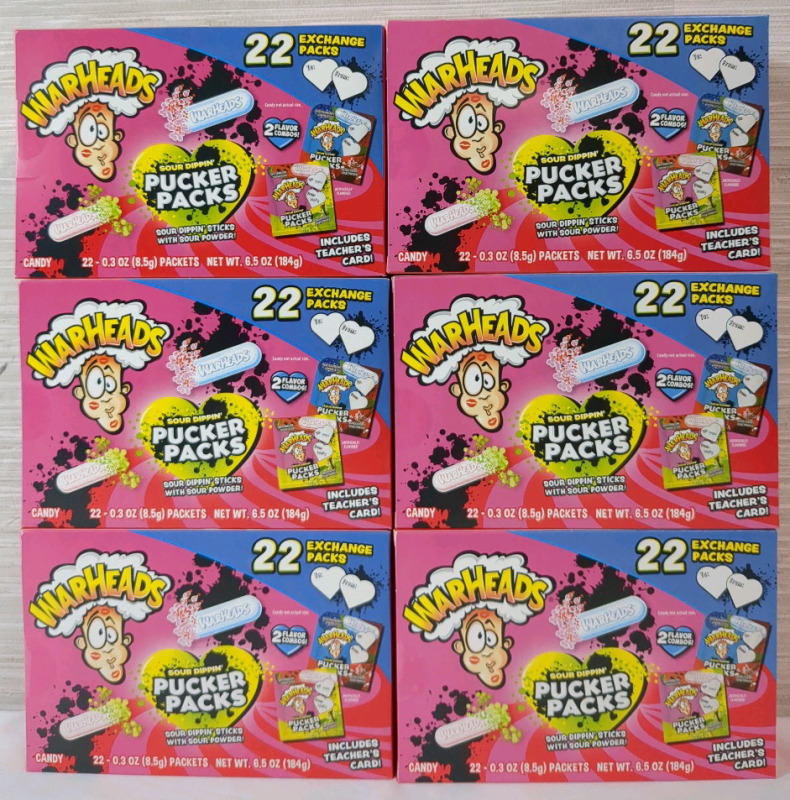 6 New Boxes | WARHEADS Sour Dippin Sticks with Sour Powder | 22 Packs and Box 184g ttl
