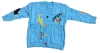 New Size XL Women's Patchwork Embroidered Graffiti Cable Knit Long Sleeve Open Front Cardigan V-Neck Button Down Sweater - 2