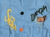 New Size XL Women's Patchwork Embroidered Graffiti Cable Knit Long Sleeve Open Front Cardigan V-Neck Button Down Sweater - 3
