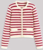 New Size Large Women's CIDER Knit Fabric Knit Round Neckline Stripe Cardigan For Daily Casual Wear