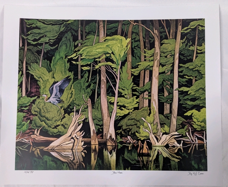 Print of A.J.Casson's (Group of Seven) Blue Heron. 24" by 20". 10/99 PP
