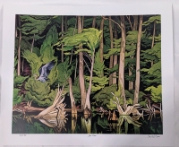 Print of A.J.Casson's (Group of Seven) Blue Heron. 24" by 20". 10/99 PP