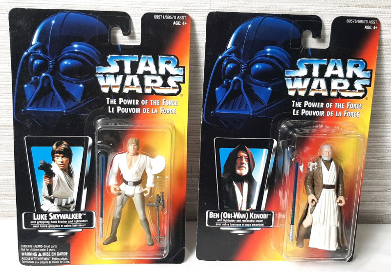 Kenner 1995 Star Wars Power of The Force Luke Skywalker & Ben (Obi-Wan) Kenobi Figurines (Figures are Roughly 4" Tall)