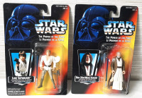 Kenner 1995 Star Wars Power of The Force Luke Skywalker & Ben (Obi-Wan) Kenobi Figurines (Figures are Roughly 4" Tall)