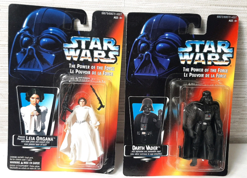 Kenner 1995 Star Wars Power of The Force Princess Leia Organa & Darth Vader Figurines (Figures are Roughly 4" Tall)