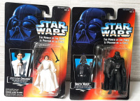 Kenner 1995 Star Wars Power of The Force Princess Leia Organa & Darth Vader Figurines (Figures are Roughly 4" Tall)