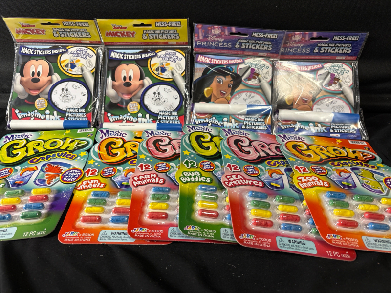10 New Disney Junior Mickey Magic Ink Pictures & Stickers with Magic Grow Capsules