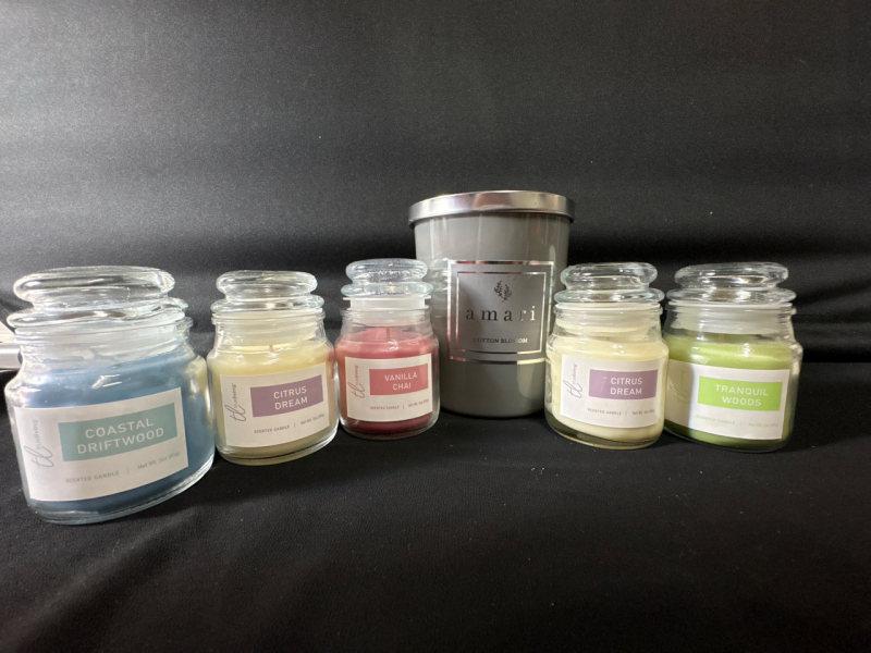 6 New Assorted Candles of Different Scented| Small ones are 85g each | Large one is 5"