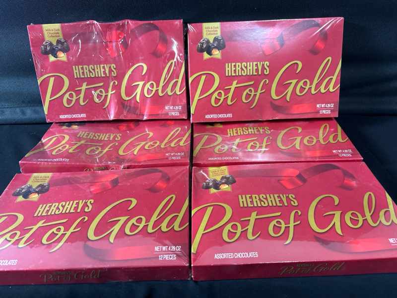 6 New | HERSHEY'S Pot of Gold Assorted Boxes Of Chocolates | 12pc Ea. 4.29OZ