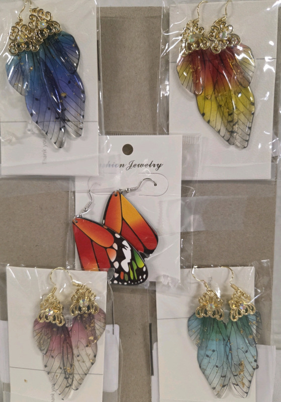4 New | Really Cool Butterfly/Fairy Wing Earrings for Pierced Ears | Longest Measures 3"