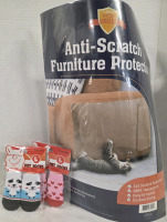3 New | Pet Supplies Lot | Includes (6) 12" x 17" Flexible Furniture Protectors & (2) Pairs of Size L Pet Socks (8 Socks Total)
