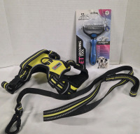 New | Pet Owner Lot | Includes (1) Patyourpet Pet Grooming Tool & (1) Trukspet Size M Harness w/ 50" x 2cm" Leash w/ Reflective Decals