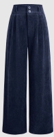New Size Large Women's CIDER Navy Corduroy High Rise Waist Solid Pleated Wide Leg Trouser Pants