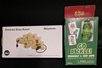 1 New Weyenoo Dinosaur Busy Board and 1 New Go Pickle Ornament & Card Game | Biggest Box Measures- 9" X 4.7"