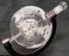 Globe Whiskey Decantor & Two (2) Globe Glasses Set w/Wooden Stand . Glass Ship in Decantor . See Photos for measurements - 3