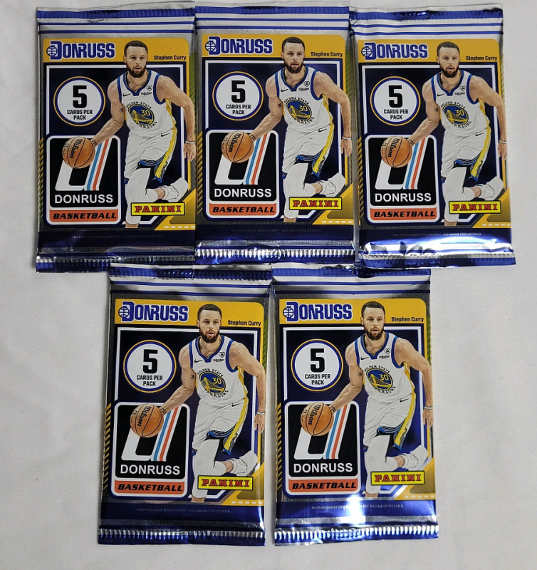 2024-25 Panini Donruss NBA Basketball Trading Card Sealed Wax Packs . Five (5) Packs