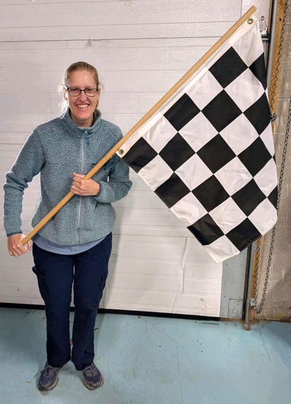 Fantastic Full Size Checkered Flag on 58" Long Pole - Flag 29":&times; 29"