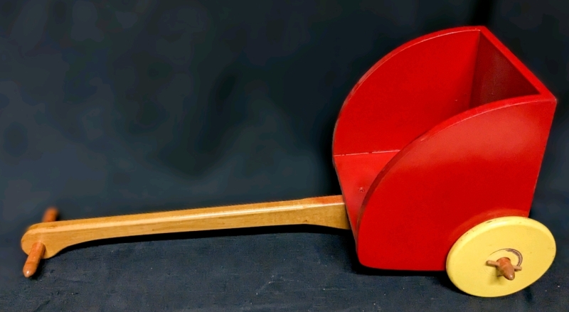 Vintage Wooden Cart Pull Toy - 25.5" Tall When Upright