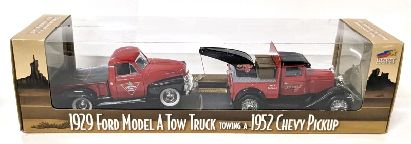 2007 Liberty Classics 1:24 Scale 1929 FORD Model A Tow Truck Towing 1952 CHEVY Pickup Truck Limited Edition of 16,000 Die Cast Metal Collector Bank