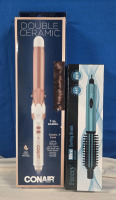 2 New | Conair Double Ceramic Hair Curler | & Farery Mini Curling Brush