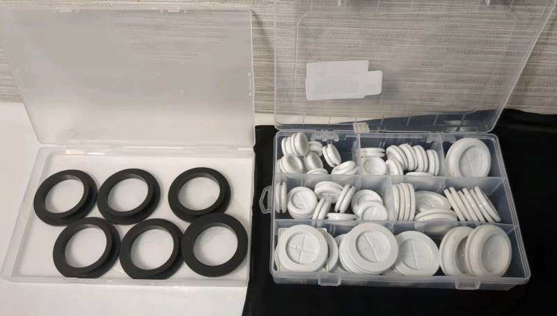 New Multi Sized 52pc Rubber Grommet Hole Plugs & 6pc O-Ring Set Approx 2 inch Diameter